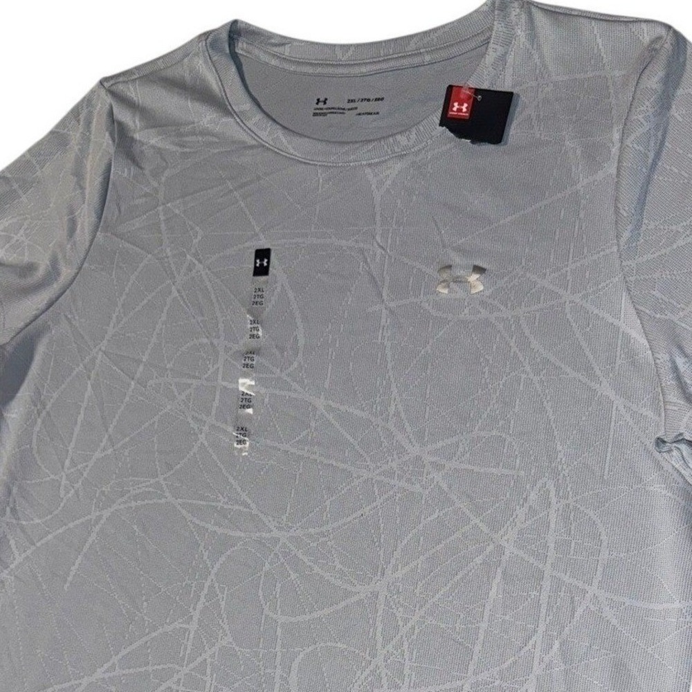 Under Armour Mens HeatGear Loose Fit Graphic T-Shirt 2XL Light Blue Gray NWT